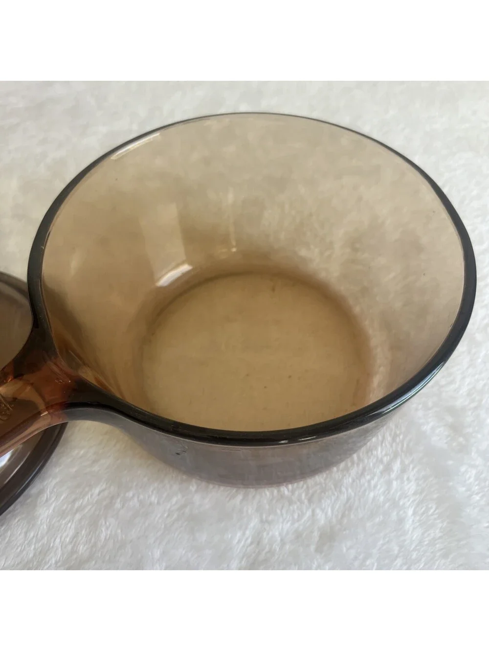 VINTAGE VISIONS CORNING Amber Glass 1.5L Saucepan With Lid 7 Inch. Great Quality